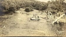 Postcard Real Photo Pinebrook Water Park Raft People Pocono Pennsylvania 1938 picture