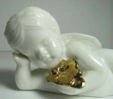 Vintage Ganz White Cherub Angel Figurine: Gold Leaf, has Sticker picture