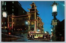Postcard Chinatown After Dark In San Francisco California VTG c1980  F13 picture