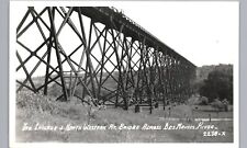 C&NW RAILROAD BRIDGE ON DES MOINES RIVER IOWA 1940s real photo postcard rppc IA picture