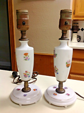 VINTAGE PORCELAIN TABLE BOUDOIR LAMP PAIR  MADE IN JAPAN picture