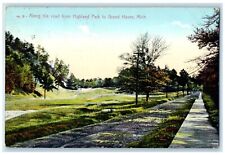 1909 Along Road Highland Park Road Field Grand Haven Michigan Vintage Postcard picture