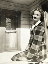 J9 Photograph 1940's Beautiful Woman Pretty Lovely Lady Porch Portrait  picture