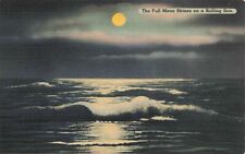 Postcard Full Moon Shines on a Boiling Sea Undersea Volcanoes Surf Waves Endless picture