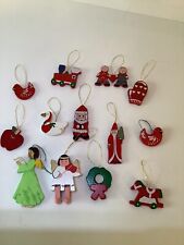 Vintage Wooden Ornaments Lot Hand Painted picture