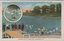 Kellogg Bird Sanctuary Michigan State College Gull Lake swans crowd c1930s E482 picture