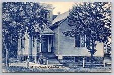 Columbus Nebraska~ME Methodist Episcopal Church~Bicycle~c1910 BW Postcard picture