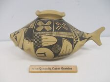 1991 SIGNED NOE QUEZADA CASAS GRANDES POLYCHROME EFFIGY FISH POT ~ 11 1/2