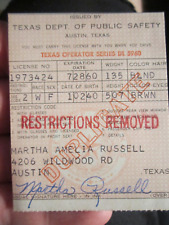 2 1959 STATE OF TEXAS DRIVER'S LICENSES EXPIRED COLLECTIBLE & SIGNED -  BBA-41 picture