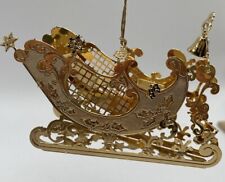 1995 Festive Sleigh Danbury Mint Electroplated W/23kt Gold Xmas  Ornament picture