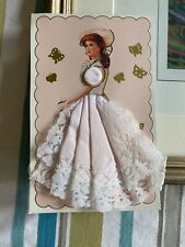 Vintage Paper Doll Hankie Card Holder Pink Lace picture