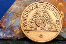 Alcoholics Anonymous AA 20 Year Bronze Medallion Token Coin Chip Sobriety Sober picture