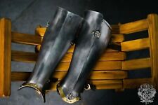 Medieval Legs Protection pair of Greaves Larp SCA Steel knight Greaves 18G armor picture