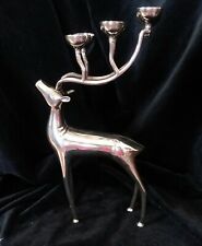 Vintage Godinger Silver Metal Reindeer 6 candelabra Candle Holder 11 3/4