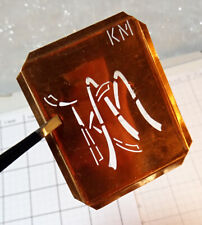 KM K M MK monogram initials letter antique copper stencil VTG family genealogy picture