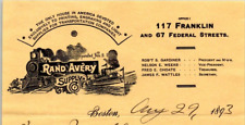 1893 Rand Avery Printing Engraving & Light Supplies for Transportation Companies picture