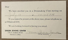 Postcard Dayton Singer Sewing Class Reminder Posted 1950 Germantown Ohio picture