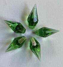 5 Vintage Uranium Glass Crystals Chandelier Faceted  Green ~1.25