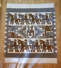 Vintage Guatemalan Wool Blanket Rug Wall Folk Art 5x7ft Cowboys Hand Woven Soft picture