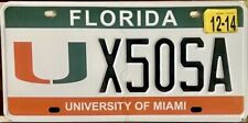 2014 FLORIDA University Of Miami License Plate EXPIRED picture
