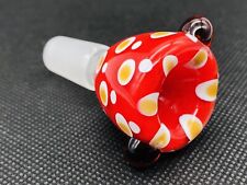 New 14mm Collectible Red Polka Dot Premium Glass Bowl Male Joint Art USA picture