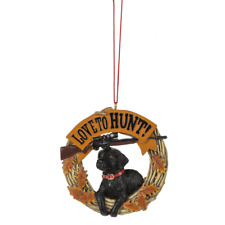 Love To Hunt Black Labrador Retriever Dog & Rifle Ornament New   picture