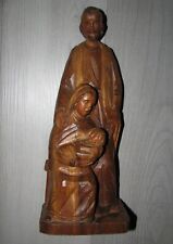 Vintage hand Carved Wood Mother Child Mary Baby Jesus Joseph statue HOLY FAMILY picture