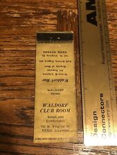 1930s Reno NV Advertising Matchbook Waldorf Club Room / Waldorf Bar - Virginia picture