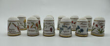 Vintage 1978 Franklin Porselein Flowers of Holland Thimbles Collection Set 12 picture