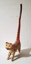 Vtg Handcrafted Carved Wood Tiger Cat ~ 11