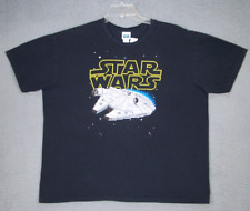 Vintage Star Wars Shirt Black Graphic Millennium Falcon USA Men picture
