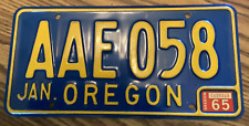 1964-1965 OREGON  LICENSE PLATE - ORIGINAL - AAE058 JANUARY 1964-1965 picture