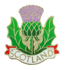 Scottish Thistle Metal Pin Badge with Scotland Banner picture