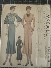 Vintage 1933 McCall Dress Sewing Pattern #7208 - size 18 - Bust 36- Complete picture