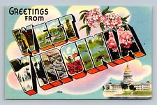 Linen Postcard Large Letter Greetings from West Virginia picture