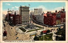 c1921 Cleveland Ohio Business Section Downtown Aerial Square Vintage Postcard OH picture