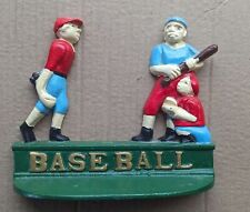 Vintage, Cast Iron Door Stopper Baseball 1930s figure bookend. Heavy GREAT CON picture