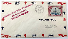 Fancy 1930 US Airmail Cover Milwaukee WI Association of Commerce to Norwood OH picture