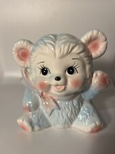 Vintage Ceramic Teddy Bear Nursery Baby Boy Planter Made In Japan picture