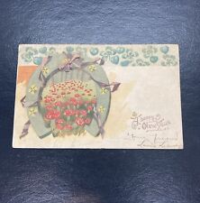 A Happy New Year To You Mushroom & 4 Leaf Clovers,Embossed, Vintage Posted 1906 picture