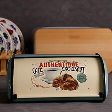 Vintage Bread Box kitchen Metal Bin Bread Stainless Steel Retro Storage Pastries picture