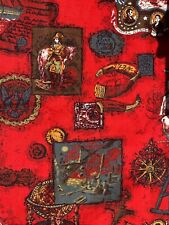 Vintage 1950s 60s Red Americana Upholstery Fabric 44” X 52” picture
