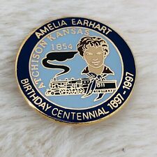Vtg 1997 Amelia Earhart Birthday Centennial Atchison Kansas Souvenir Enamel Pin picture