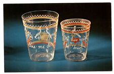 Corning New York Glass Museum Stiegel type tumblers peasant enameling  postcard picture