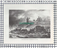 Dunstanborough Castle Northumberland / Twizell Bridge   - c.1960s Book Print picture
