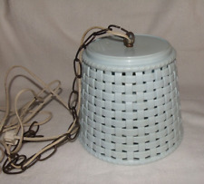 Vintage Gensini Swag Lamp Basket Weave Thick Plastic Blue Italy picture