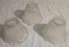 Three Matching CLEAR GLASS LIGHT SHADES -- Vertical Ribbed Pattern with Pearls picture