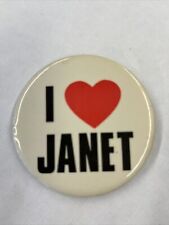 I Love Janet Vintage 1980s Pinback Button picture