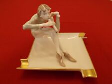 VINTAGE ART DECO HUTSCHENREUTHER MAN WITH FLUTE ASHTRAY /KARL TUTTER/GERMANY picture