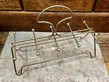 Vintage Mid Century Modern Brass Wire Drink Carrier Drink Caddy 8 Slots MCM picture